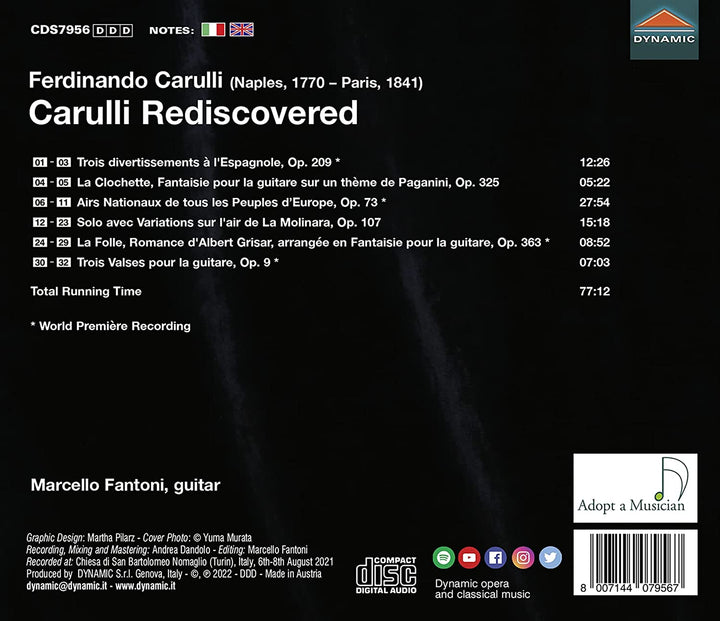 Carulli Rediscovered [Marcello Fantoni] [Dynamic: CDS7956] [Audio CD]