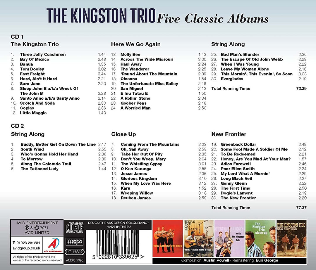 The Kingston Trio - Five Classic Albums (The Kingston Trio / Here We Go Again / String Along / Close Up / New Frontier) [Audio CD]