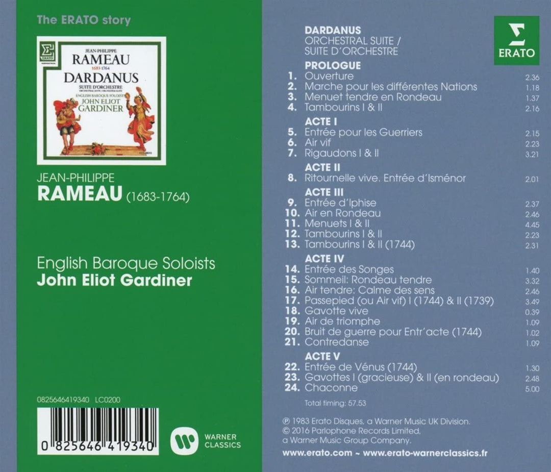 John Eliot Gardiner - Rameau: Dardanus suites [Audio CD]