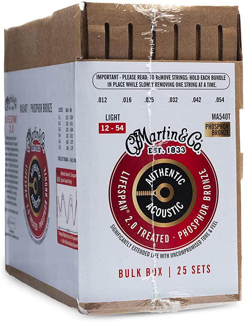 Martin Authentic Treated, Light, 92/8, 25 set BULK BOX,Light 12-54, 92/8, HT Pho