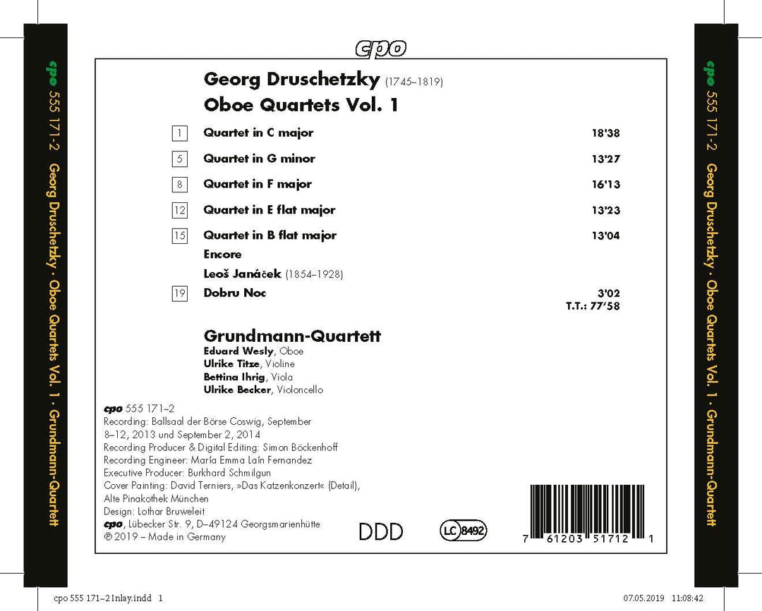 Grundmann-Quartett - Druschetzky: Oboe Quartets [Grundmann-Quartett] [Cpo: 555171-2] [Audio CD]