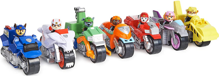 PAW Patrol Moto Pups Rocky's Deluxe-Rückziehmotorradfahrzeug mit Wheelie Fe