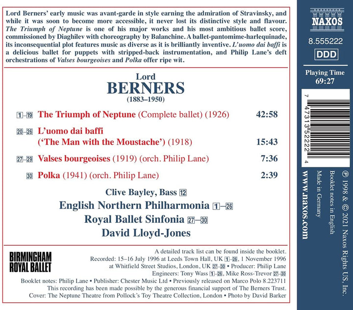 Berners: Triumph Of Neptune [English Northern Philharmonia; Royal Ballet Sinfonia; David Lloyd-Jones] [Naxos: 8555222] [Audio CD]