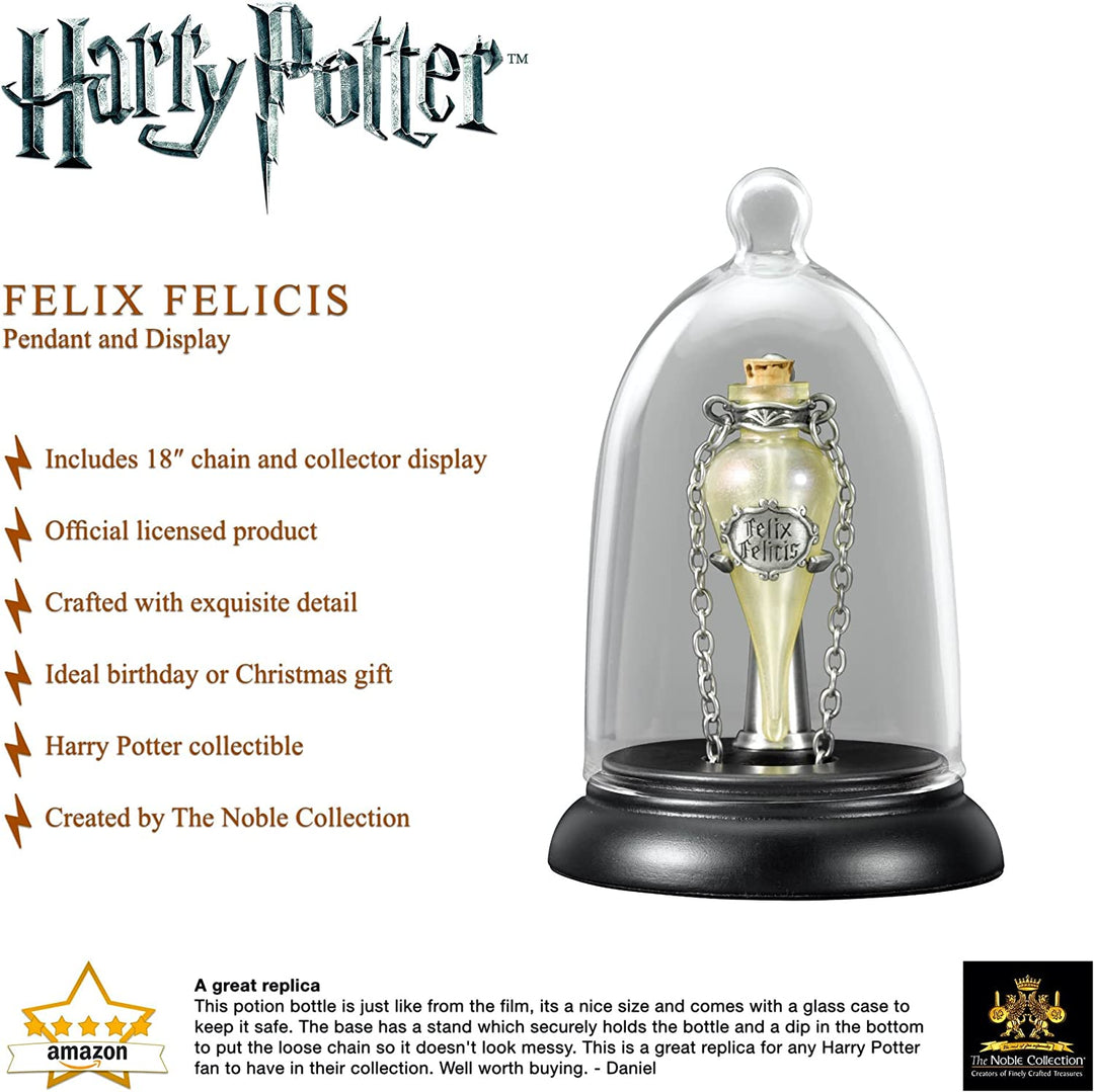 The Noble Collection Harry Potter Felix Felicis Pendant and Display - Includes 18in Chain & Collector Display - Officially Licensed Film Set Movie Replica Jewellery Gifts