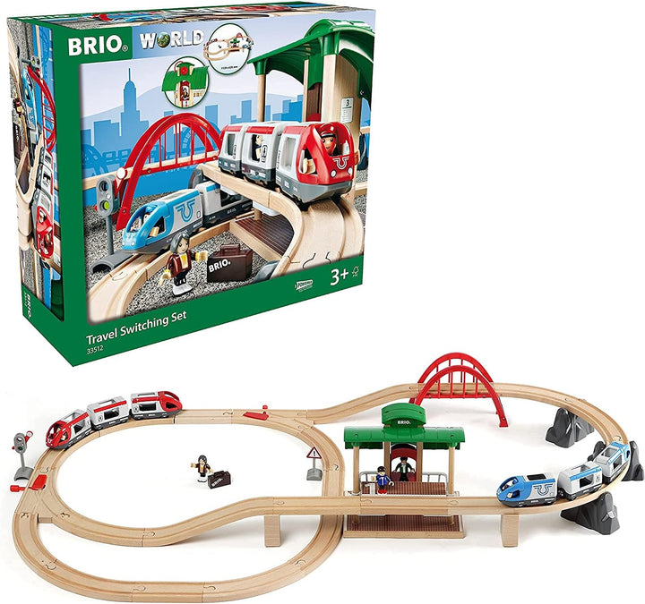 BRIO World Railway Travel Switching Set - Interactive Train Playset for Kids Age 3+ (33512)