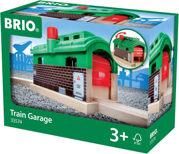 BRIO World – Eisenbahngarage für Kinder ab 3 Jahren – kompatibel mit allen BRIO-Eisenbahnsets und Zubehör