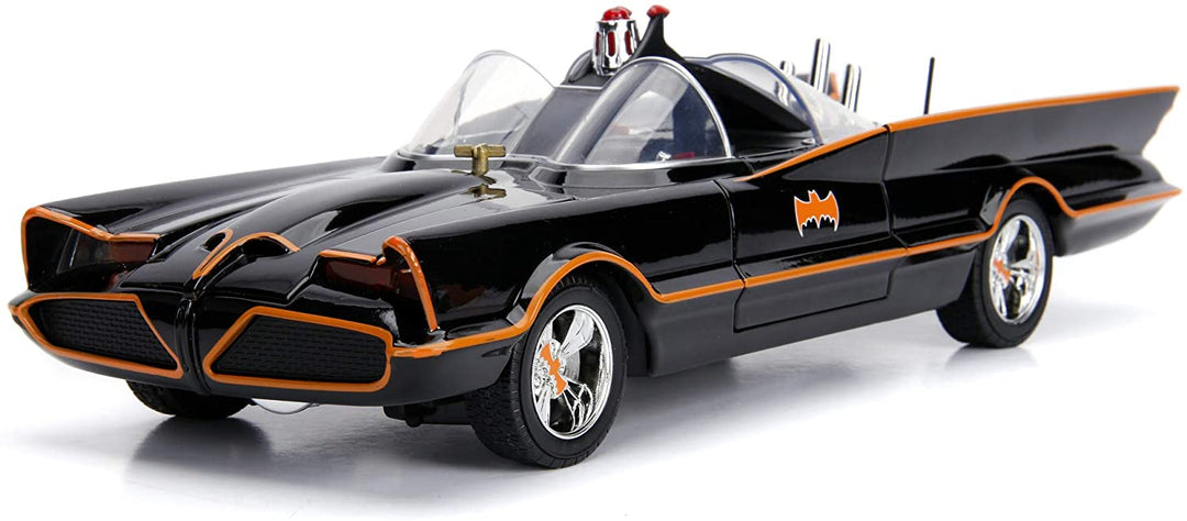 Jada Toys 253216001 Batman Classic Batmobile 1:18 Scale Model Car with Opening Doors, Boot & Bonnet, Includes Batman & Robin Figure from Die-cast, Black, Multicoloured, One Size