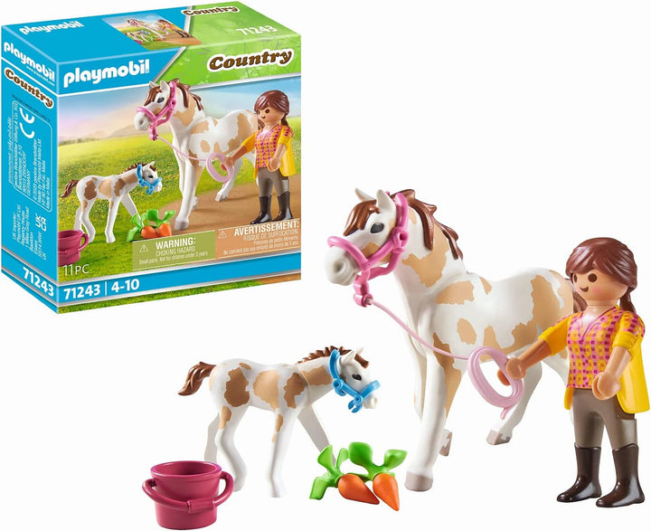 Playmobil 71243 Landpferd mit Fohlen, Tiere für Reiterhof und Bauernhof,