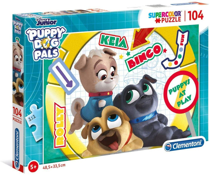 Clementoni - 27147 - Supercolor Puzzle - Puppy Dog Pals - 104 pieces - Made in Italy - jigsaw puzzle children age 6+