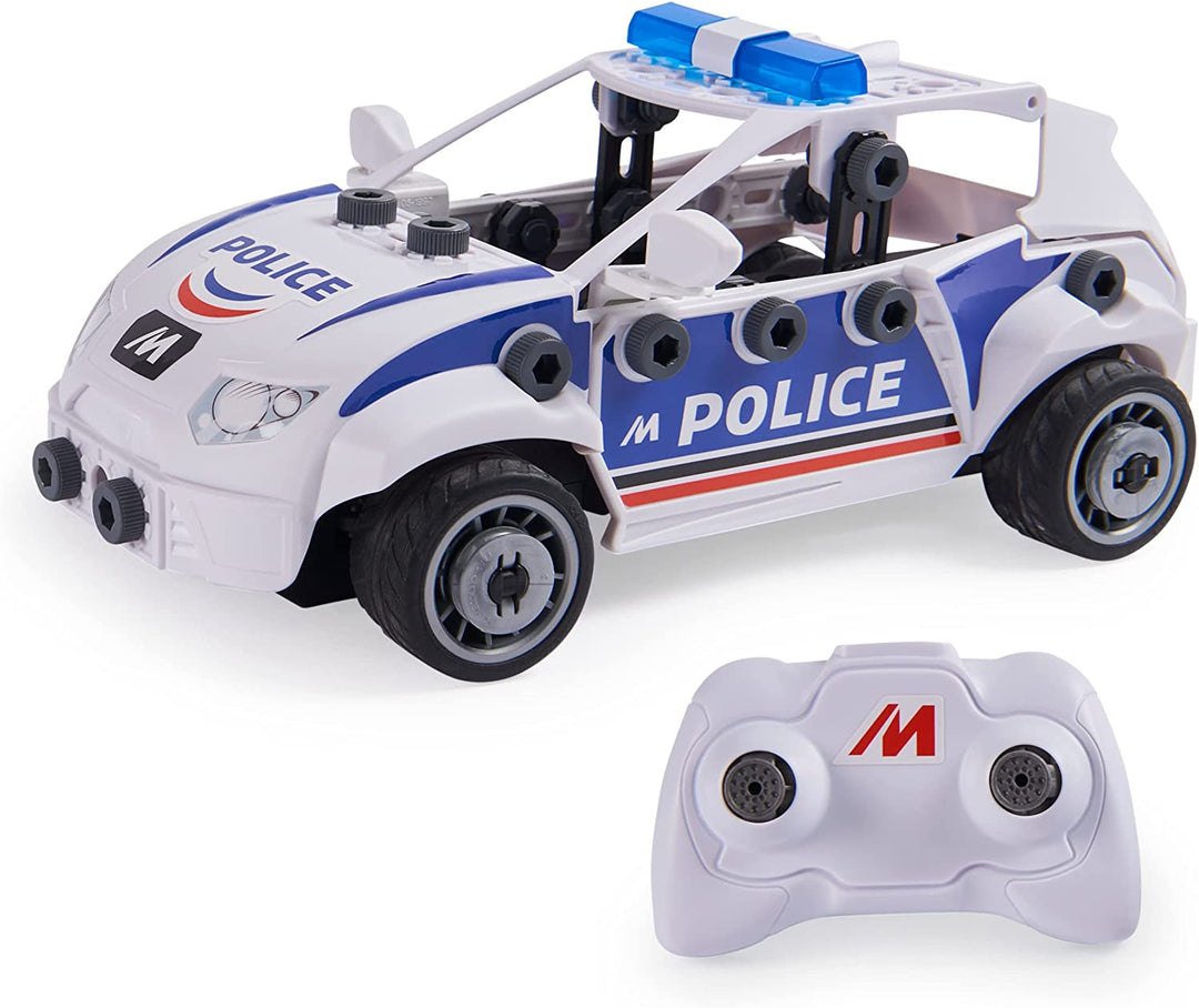 Meccano Junior, RC Police Car with Working Boot and Real Tools, Toy Model Buildi Kit