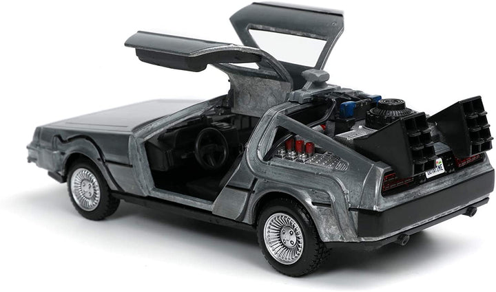 Jada Toys 253252017 Time Machine Back to The Future 1 Die-cast Car with Opening Doors 1:32 Scale Metallic Silver