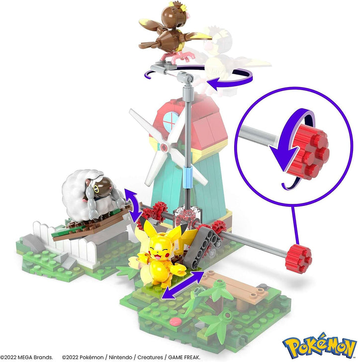 ?MEGA Pokémon Bauspielzeug für Kinder, ländliche Windmühle mit baubarem Pikachu, P