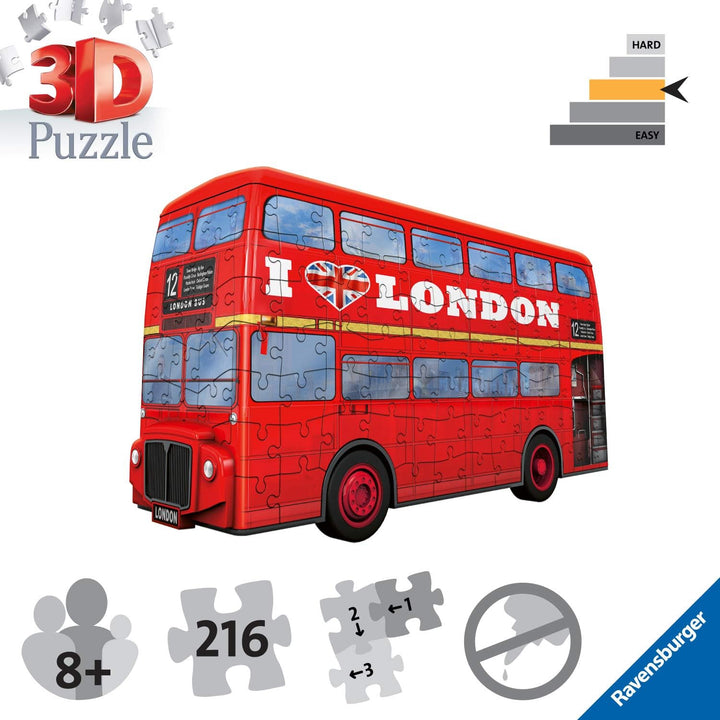 Ravensburger Red London Bus 3D Jigsaw Puzzle for Kids Age 8 Years Up - 216 Pieces