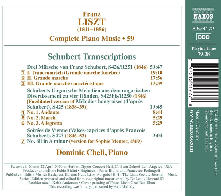 Liszt: Piano Music, Vol. 59 [Domini Cheli] [Naxos: 8574172] [Audio CD]