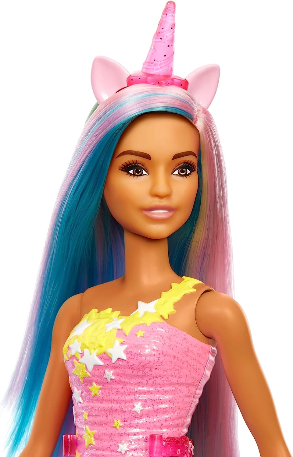 Barbie Dreamtopia Einhorn-Puppe (blaue und rosa Haare), mit Rock, abnehmbares Einhorn