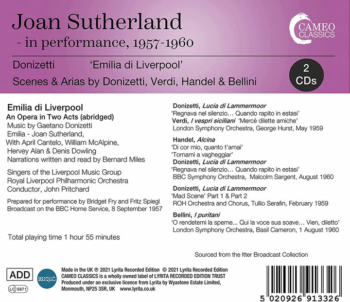 Joan Sutherland - Joan Sutherland in Performance 1957-1960 [Audio CD]