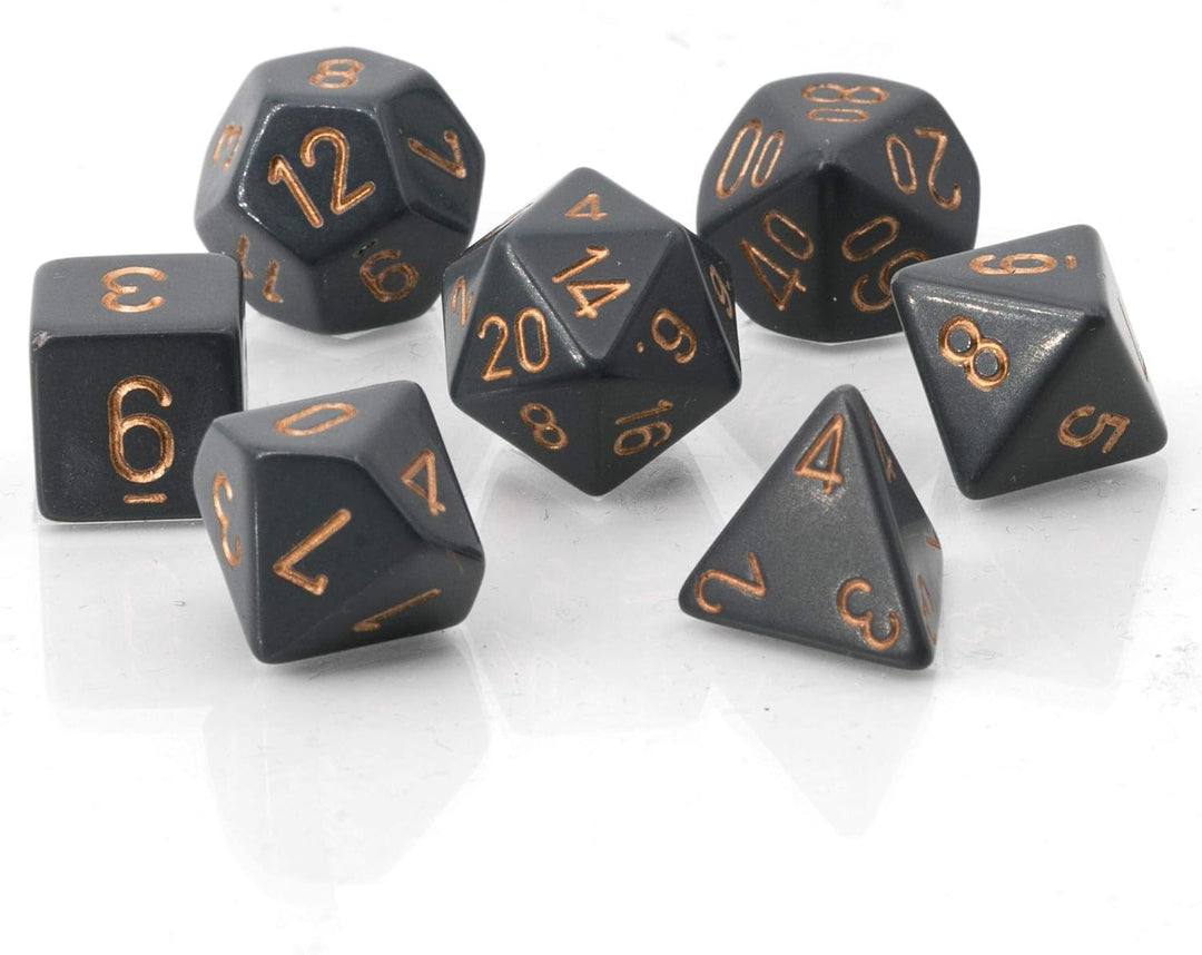 Chessex CHX25420 Dice-Opaque Dark Grey/Copper Set