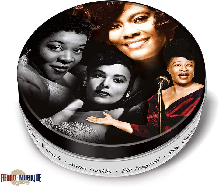 Jazz Divas - 8 Piece Mini Vinyl Record Coaster Set with Tin & Magnetic Bottle Opener by Retro Musique