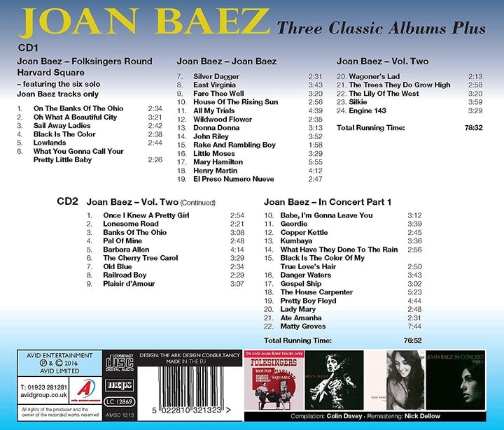 Three Classic Albums Plus (Joan Baez / Joan Baez Vol 2 / In Concert - Part 1) - Joan Baez  [Audio CD]