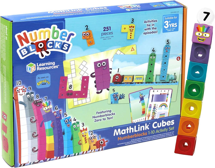 Learning Resources LSP0949-UK MathLink Cubes Numberblocks 1-10 Activity Set, Early Years Maths Learning, Build, Learn & Play in The Classroom & at Home.