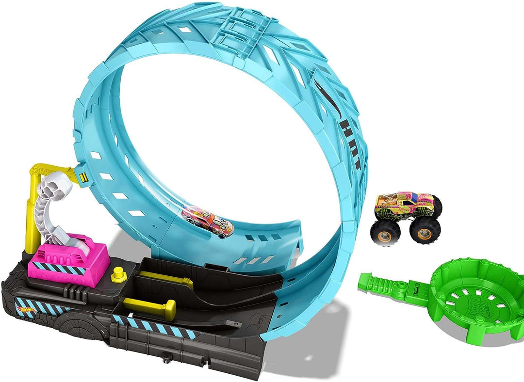 Hot Wheels Monster Trucks Glow in the Dark Epic Loop Challenge-Spielset mit Laun