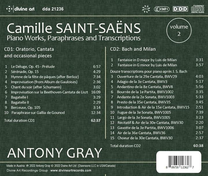 Saint-Saens: Piano Works 2 [Antony Gray] [Divine Art: DDA21236] [Audio CD]