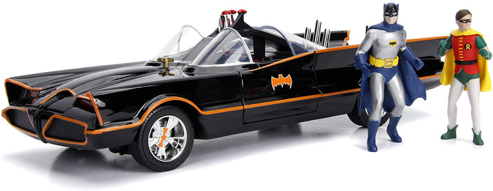 Jada Toys 253216001 Batman Classic Batmobile 1:18 Scale Model Car with Opening Doors, Boot & Bonnet, Includes Batman & Robin Figure from Die-cast, Black, Multicoloured, One Size