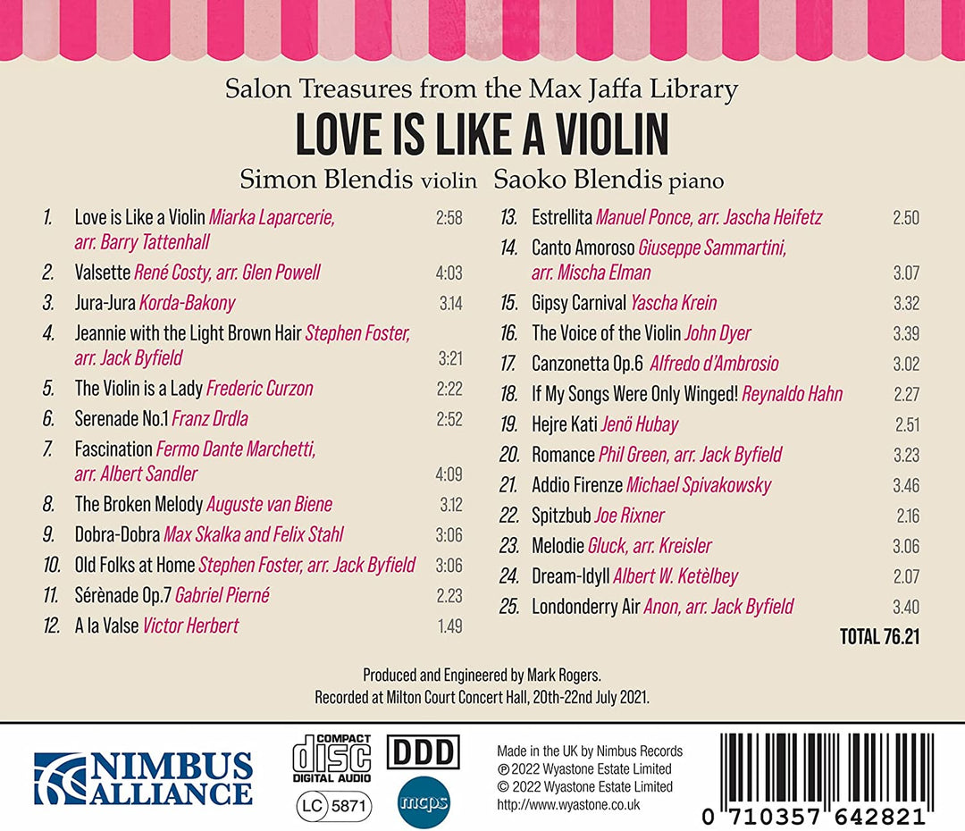 Love Is Like A Violin: Salon Treasures from the Max Jaffa Library [Audio CD]