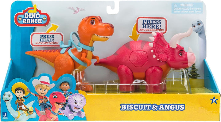 Dino Ranch Deluxe Dino 2-Pack - Features Biscuit, a 5-Inch Toy T-Rex, and Angus