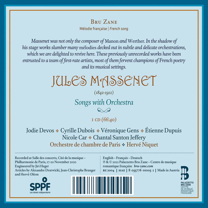 Massenet: Songs with Orchestra [Audio CD]