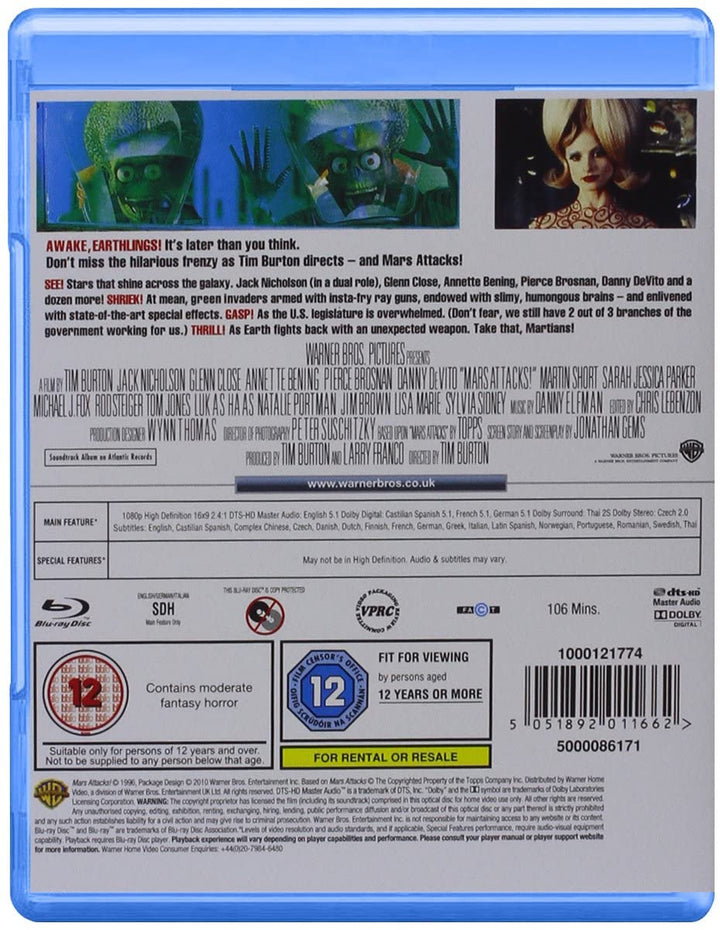 Mars Attacks [1996] [Region Free] - Sci-fi [Blu-ray]