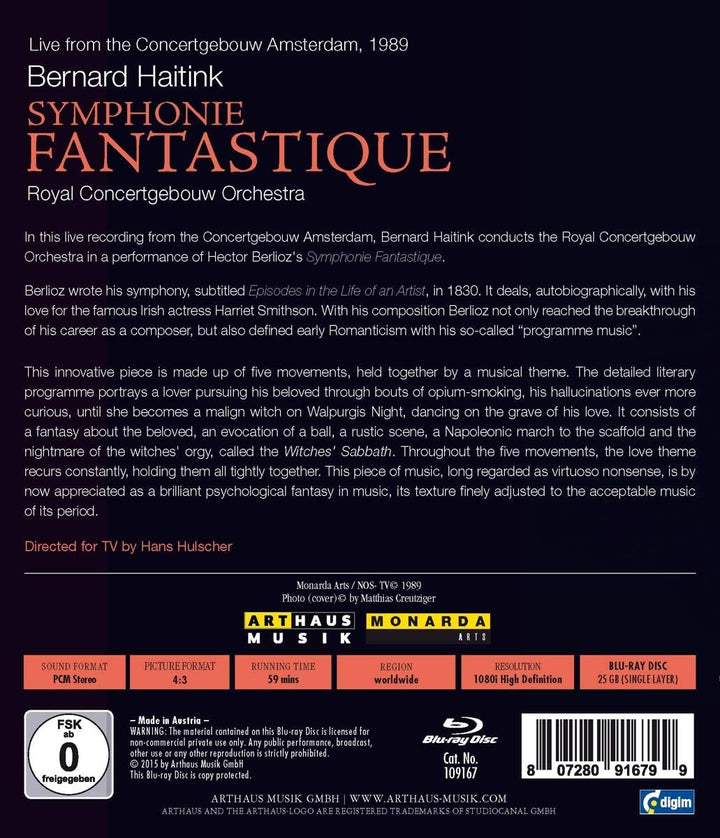 Berlioz: Symphony Fantastique [Bernard Haitink , Royal Concertgebouw Orchestra] [ARTHAUS [1979] [2015] [Blu-ray]