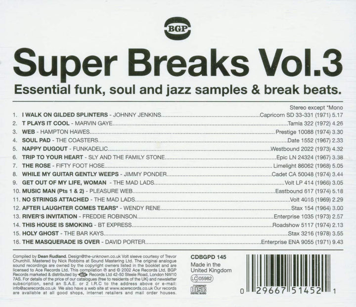 Super Breaks Vol.3: Essential Funk Soul and Jazz Samples and Breakbeats [Audio CD]