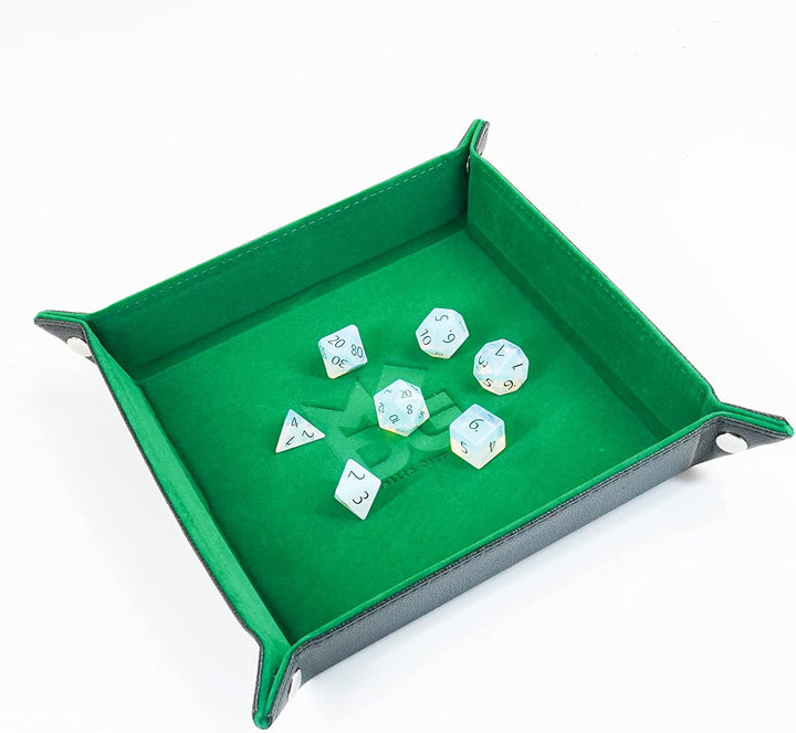 Metallic Dice Games Fold Up Velvet Dice Tray w/ PU Leather Backing: Black