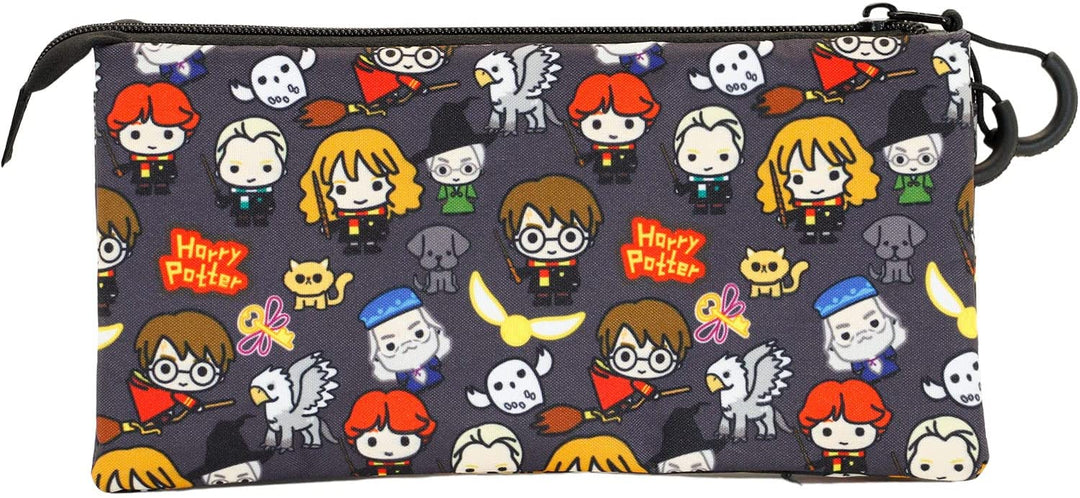 Harry Potter Charms-Fan Triple Pencil Case, Black