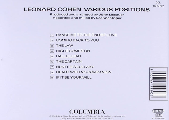 Various Positions - Leonard Cohen [Audio CD]