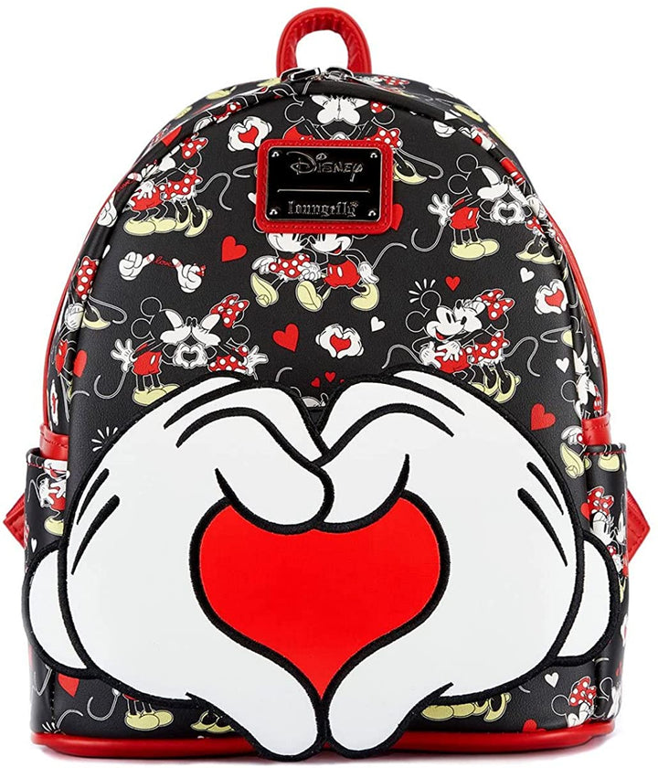 Loungefly Disney Mickey &amp; Minnie Mouse Mini-Rucksack mit Herzhänden