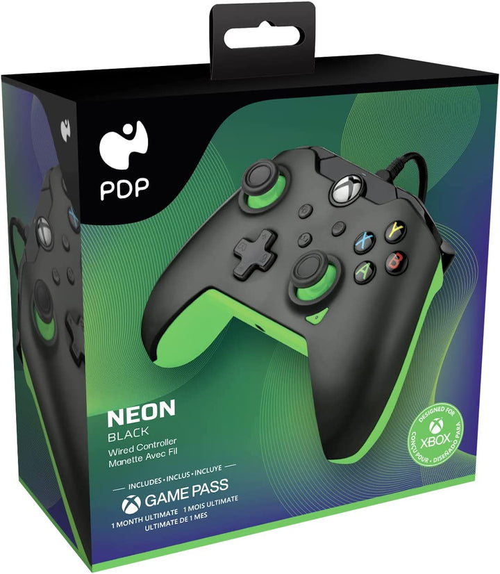 PDP Wired Controller Neon – Schwarz [1 Monat Ultimate Game Pass inklusive] (Xbox Series X / One)