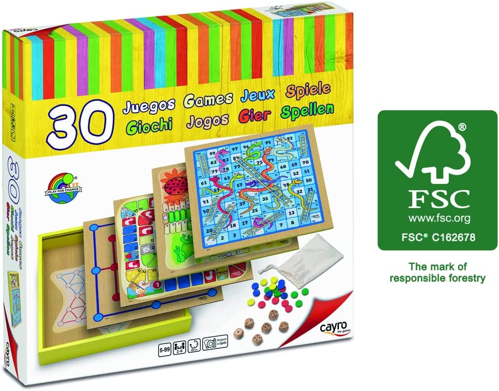 Cayro – 30 Spiele – Holzspiel – Entwicklung kognitiver Fähigkeiten – Brettspiel – FSC