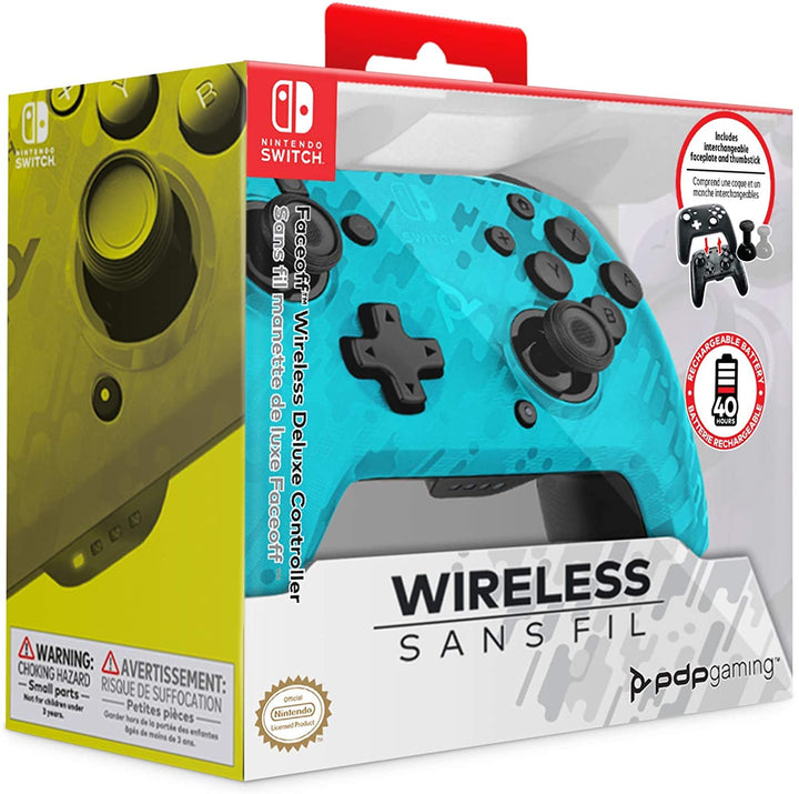 Pdp Controller Faceoff Deluxe+ Audio Wireless Switch Camo Blue