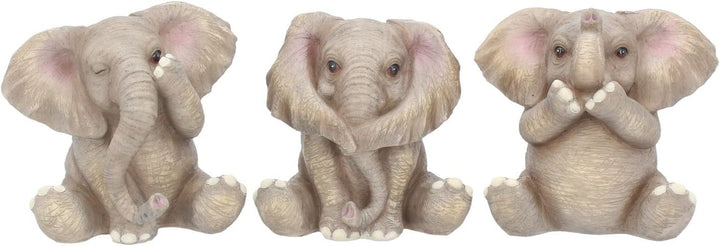 CIME Home Three Baby Elephants Figurine 8cm Grey