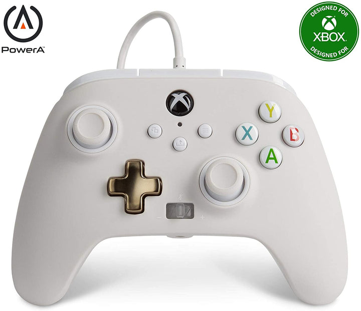 PowerA Enhanced Wired Controller for Xbox - Mist, White, gamepad, wired video ga