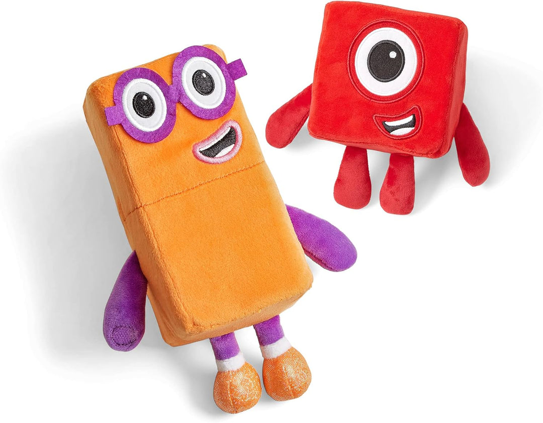 Learning Resources HM94554-UK One and Two Playful Pals, Numberblocks Plush Squishy Soft Tactile Toys