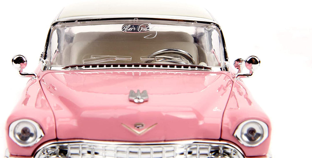 Jada Toys Elvis Presley Cadillac Fleetwood 1955 1/24 Scale Die-cast, Opening Doors, Boot & Bonnet, Includes Elvis Figure, Pink