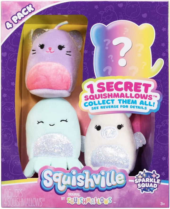 Squishville by Squishmallows SQM0327 Sparkle Squad Four 2-Inch Plush-Toys for Kids