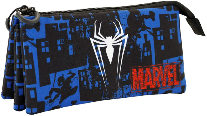 Spiderman Sky-Fan Triple Pencil Case, Blue