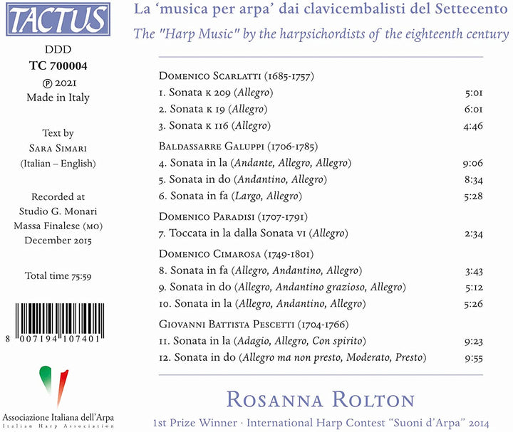 La Musica Per Arpa [Rosanna Rolton] [Tactus: TC 700004] [Audio CD]