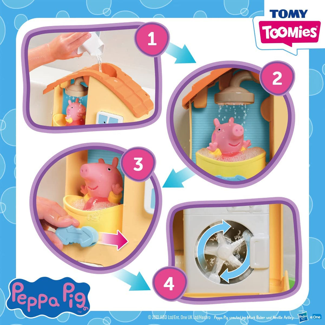 TOMY Toomies E73415 Peppa’s House Bath Playset Peppa Pig Toy Window Sprinklers &