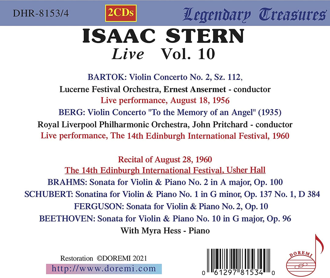 Isaac Stern Live, Vol. 10 [Isaac Stern; Lucerne Festival Orchestra; Royal Liverp [Audio CD]