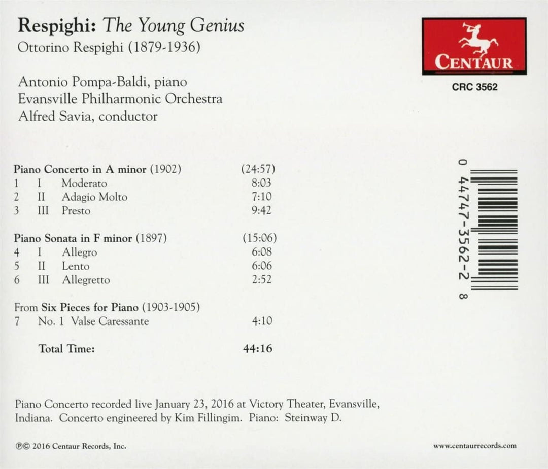 Antonio Pompa-Baldi - Respighi: The Young Genius [Audio CD]